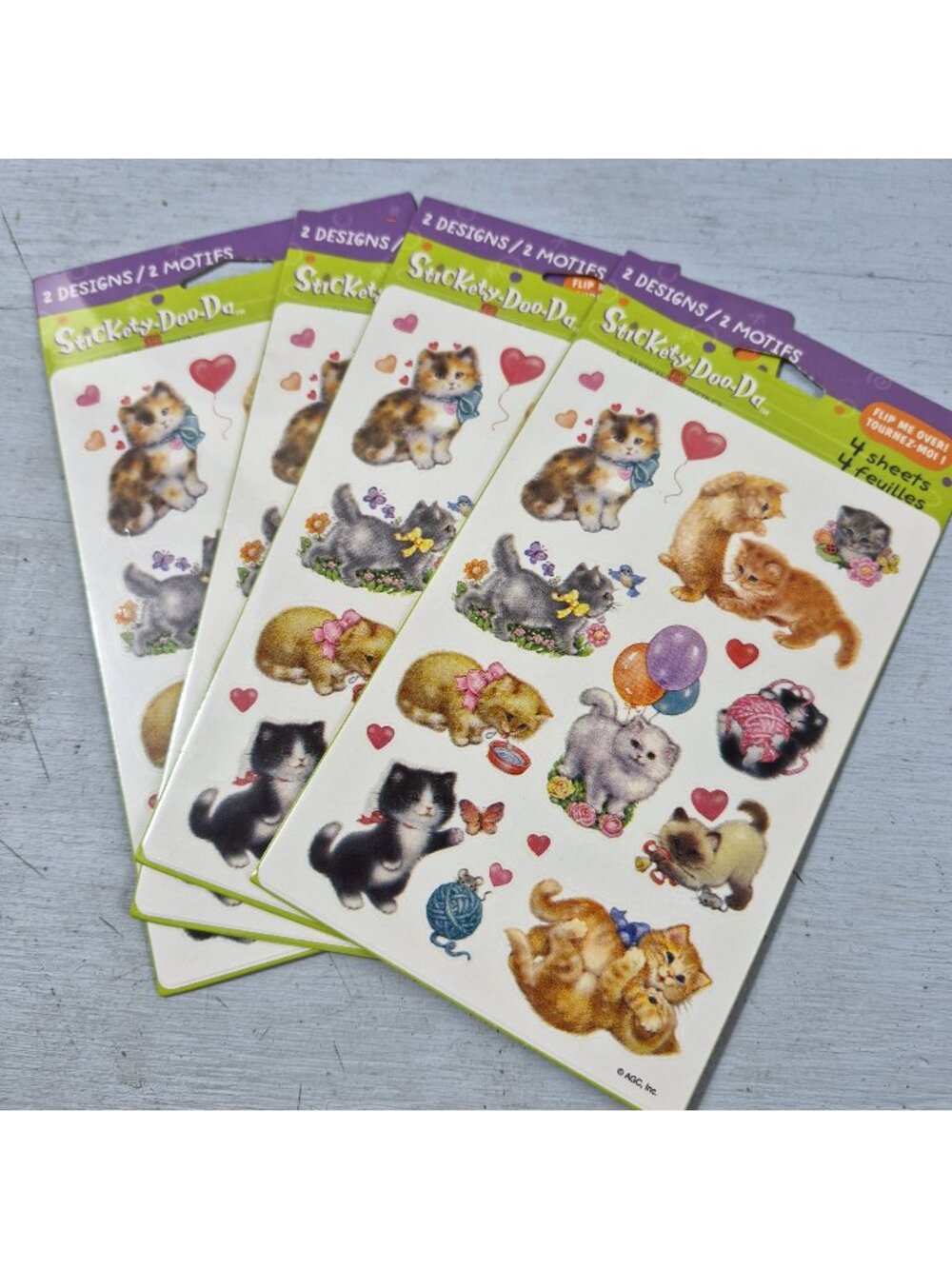 Vintage American Greetings Stickers Kitten Designs 4 Acid-Free Sheets 2 Designs
